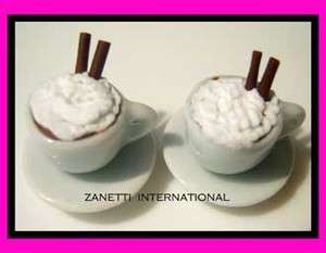   Miniature Cups of Cappuccino / Coffee * Dollhouse Food / Drink  