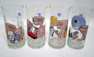 1982 E.T. EXTRA TERRESTRIAL Set of 4 DRINKING GLASSES  