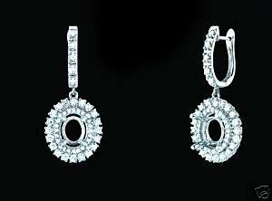 Oval 7x5mm Diamond Semi Mount Earrings 14K White Gold  