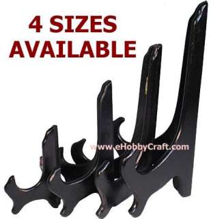 10 BLACK WOOD DISPLAY STAND PLATE HOLDER EASELS ~3 PCS  