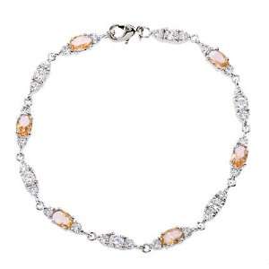    Trio Link Champagne Gemstone C.Z. Diamond Bracelet Jewelry