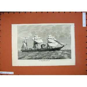   1876 Screw Steamer Sailing Ship Alfonso Xii Sea Print