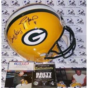 Bart Starr & Brett Favre Autographed Helmet   Full Size