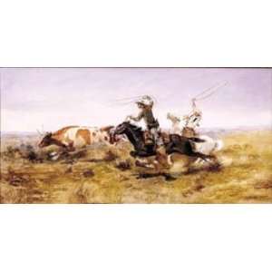  O.H. Cowboys Roping A Steer by Charles M. Russell Art 