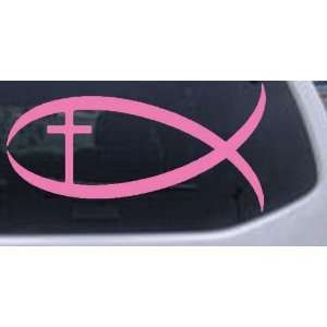 Pink 26in X 13.0in    Christian Fish Christian Car Window Wall Laptop 