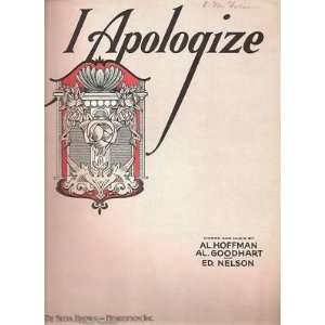    Sheet Music I Apologize Hoffman Goodhar Nelson 19 