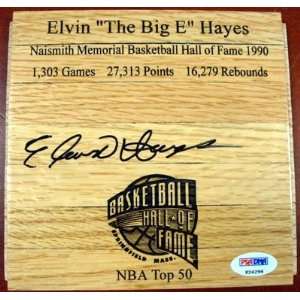 Elvin Hayes Autographed Wood Floor Slab HOF Logo PSA/DNA  
