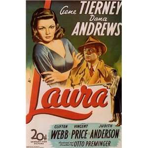  Laura Vintage Gene Tierney Vincent Price Movie Poster 