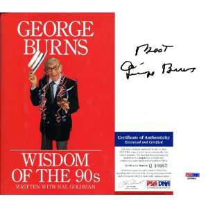 George Burns Signed Copy Wisdom of the 90s PSA