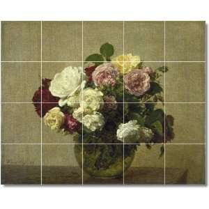 Henri Fantin Latour Flowers Backsplash Tile Mural 15  17x21.25 using 
