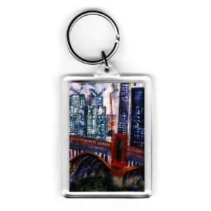 Vauxhall Bridge, 2006 (w/c on paper) by Hilary Rosen   Acrylic Keyring 