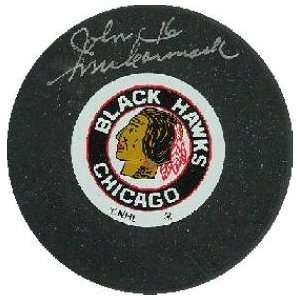  John McCormack autographed Hockey Puck (Chicago Black Hawks 