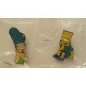  2 Bart Simpson & Marge Metal Pin Badge Set Everything 