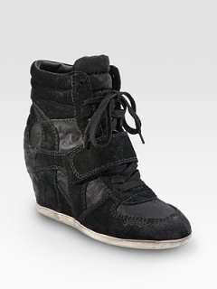 Ash   Biba Suede/Nylon High Top Wedge Sneakers    