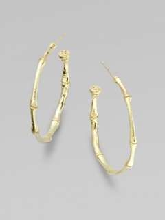 Dominique Cohen   18K Gold Bamboo Hoop Earrings/1"