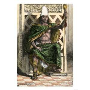 Montezuma Ii on His Throne Premium Poster Print, 12x16