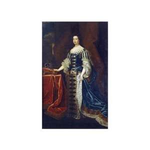  Portrait Of Queen Mary II by Sir Godfrey Kneller. size 10 