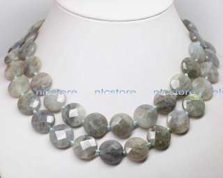 34inches 16mm facet coin labradorite necklace jewelry store in pearl 