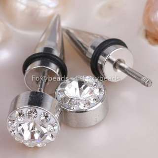 WHITE Stainless Steel Fake Piercing Spike Earring Stud  