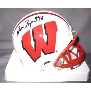 Ron Dayne Wisconsin Badgers NCAA Hand Signed Mini Football Helmet with 