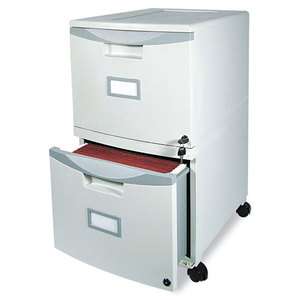 Storex 2 Drawer Mobile Filing Cabinet, 14 3/4w x 18 1/4d x 26h, Light 