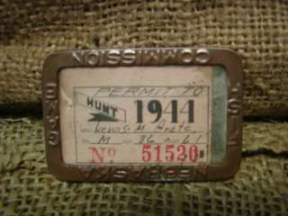   1944 Hunting License  Antique Nebraska Fish Fishing Game Hunt Permit