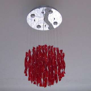 Modern 5 Light Twisted Crystal Red Chandelier, 15 x 31  