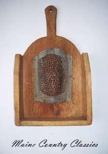 Antique WOOD & PIERCED TIN FOOD GRATER Hand Made Primitive  