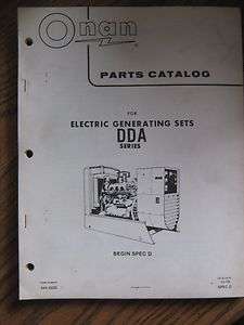 Onan DDA Begin Spec D Generator Parts Manual Catalog  