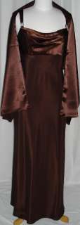 Bridesmaid Prom Coktail Dress Formal Gown Brown M 8/10  
