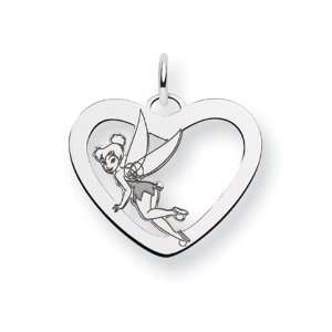  Disney Tinker Bell Heart Charm in 14 kt White Gold 