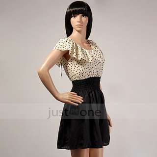   Sleeve Chiffon Dots Polka Waist Top Mini Dress Size S 4 6 8  