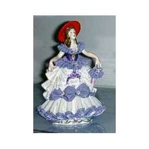   Hat German Dresden Porcelain Fired Lace Large Figurine