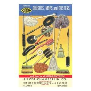  Brushes, Mops and Dusters Giclee Poster Print, 24x32