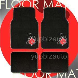 NEW 15PC UNIVERSAL CAR SEAT COVERS MAT STEERING LADYBUG  