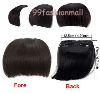 X4.9 Clip on in Straight Hair Bangs Full Smooth Extensions Neat 