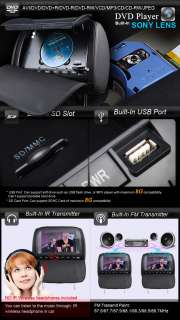   HD LCD Car Black Pillow Headrest Monitor DVD Player Speaker k3  