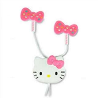 Hello Kitty Stereo Earphones Headphones Earbuds Crystal Ribbon Pink 