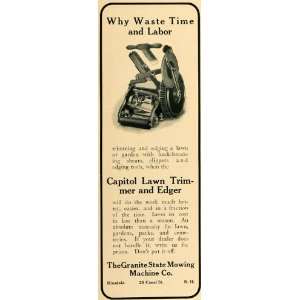 1910 Ad Granite State Mowing Machine Lawn Trimmer Edger   Original 