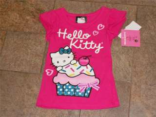 NWT Glittery Pink Cupcake Hello Kitty T Shirt Top 4 5 6  