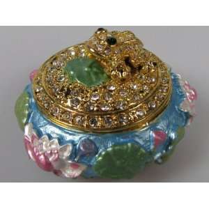  Crystal Jeweled Trinket Box   Frog J5C6