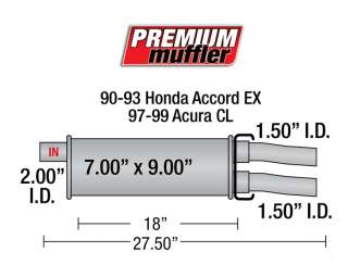 90 91 92 93 Honda Accord EX Exhaust Rear Muffler OEM  