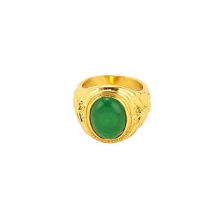 9K Real Gold Filled Green Jade Mens/Womens Ring,size 8  
