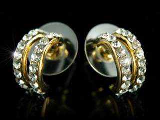 Gold Plated Huggie Earrings use Swarovski Crystal SE017  