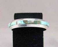 Hopi .925 Sterling Turquoise Corn Row Inlay Bracelet  