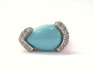 LeVian Turquoise Diamond Jewelry Ring YG 14KT .10CT  