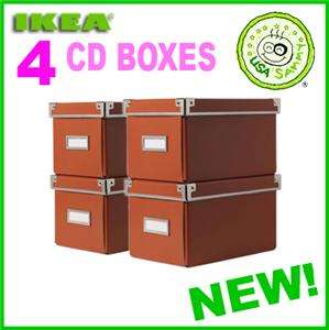 This auction is for 4 brand new IKEA ORANGE CD Storage Boxes 