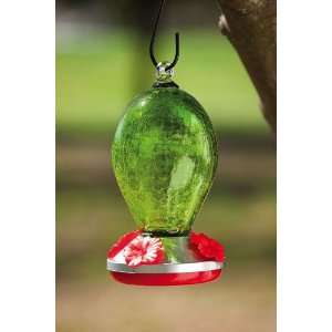  Green Glass Hummingbird Feeder Patio, Lawn & Garden
