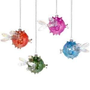  Christmas Glass Blowfish Ornament Set