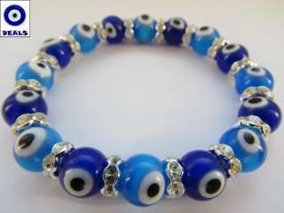 TURKISH EVIL EYE BRACELET MURANO GLASS BEADS   ALL COLORS   ANY SIZE 